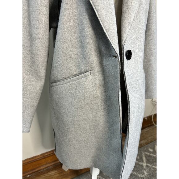 Zara TRF Collection Fleece Cardigan Trench Coat One Button Light Gray Women’s S - Picture 4 of 8
